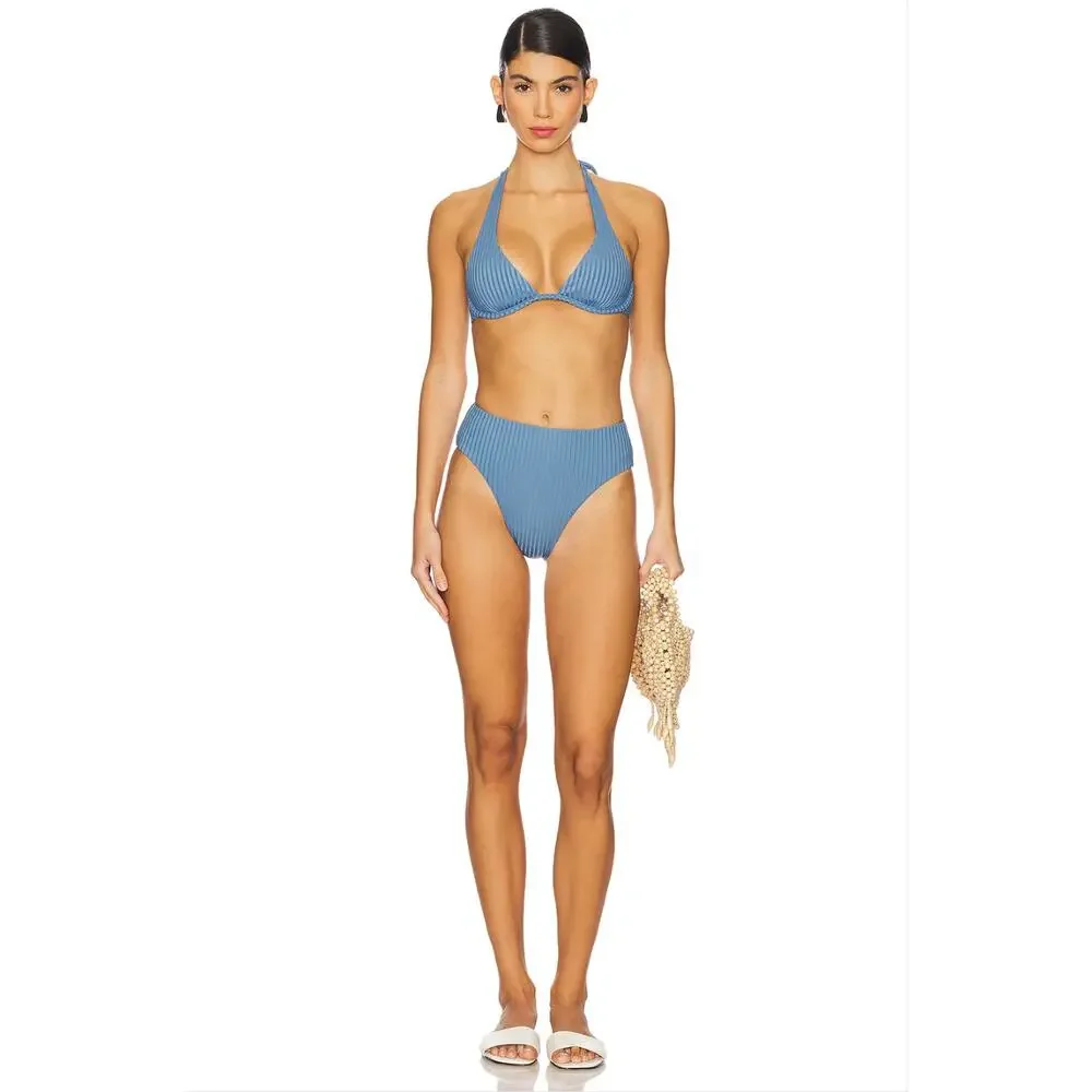 NWT L*Space Savannah Ribbed High Waist Bikini Bottom Baltic L